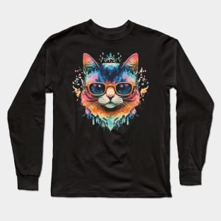 Tie Dye Cat Long Sleeve T-Shirt